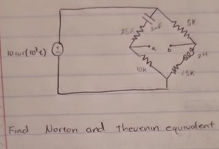 Find Norton and thevenin equivalent. Please show
