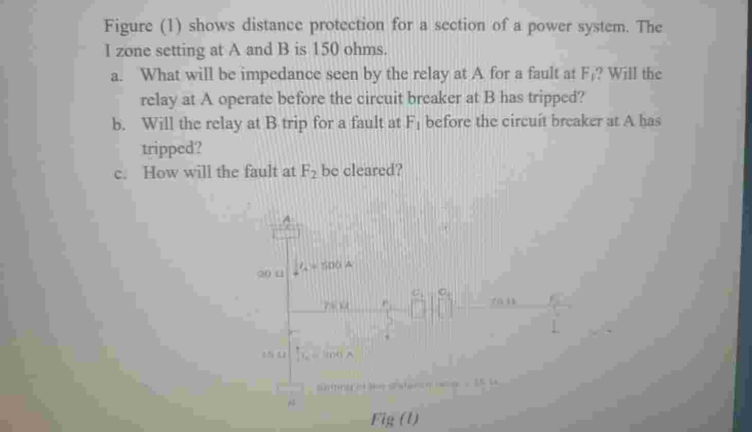 Figure ( 1 ) shows distance protection for a
