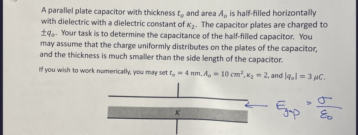 Calculate the capacitance in the gap labeled