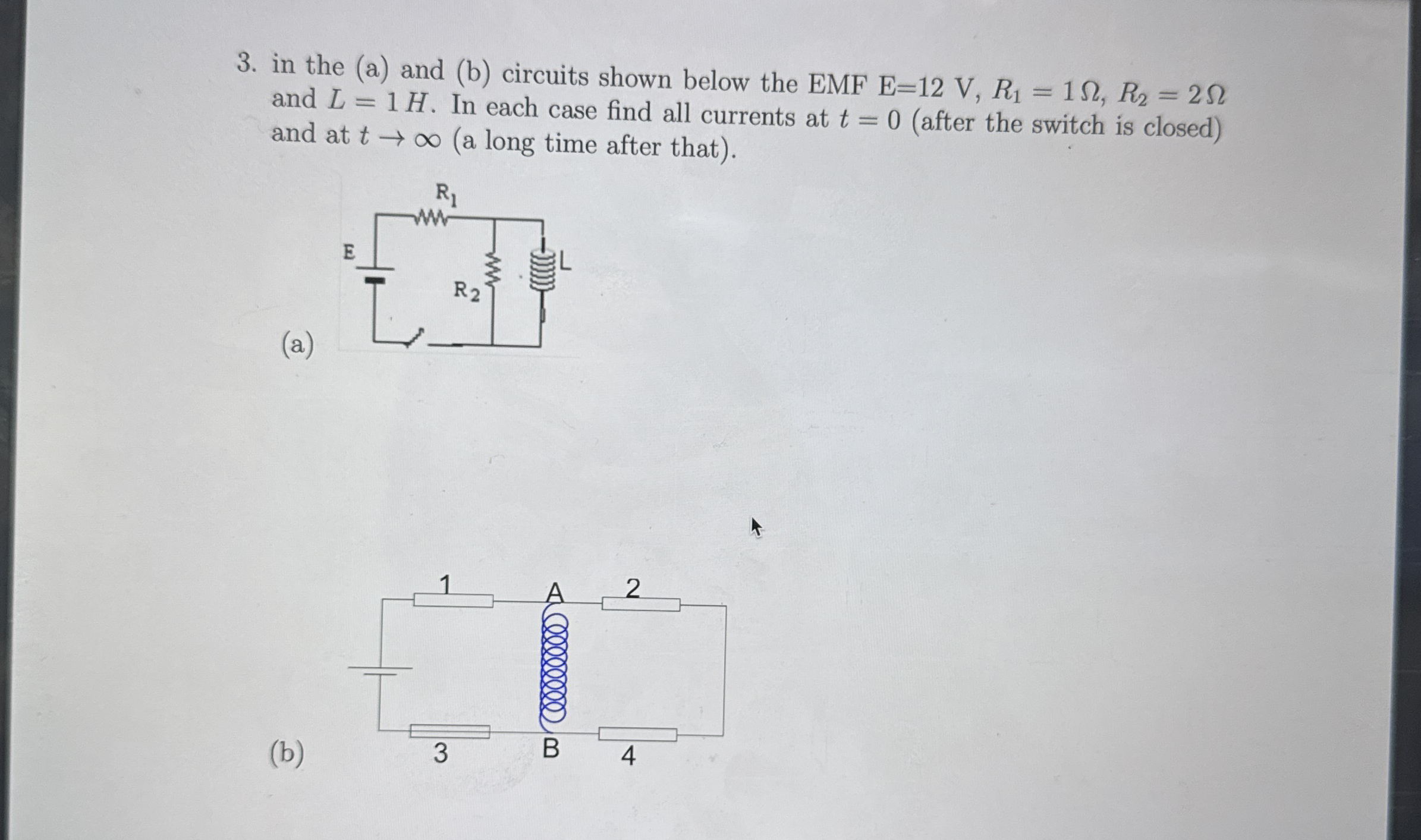 in the ( a ) and ( b ) circuits shown below the