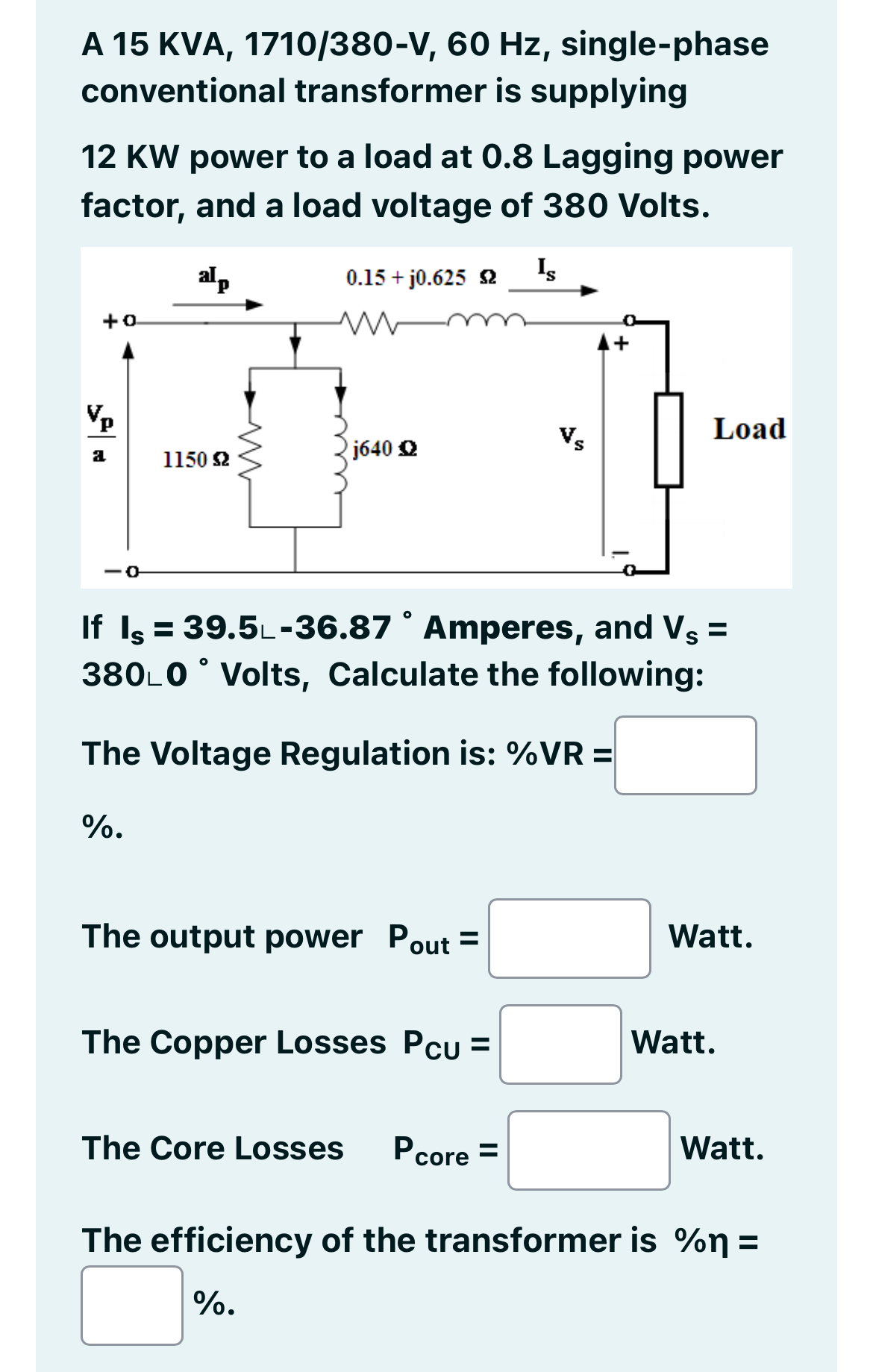 A 1 5 KVA, 1 7 1 0 / 3 8 0 - V , 6 0 Hz , single