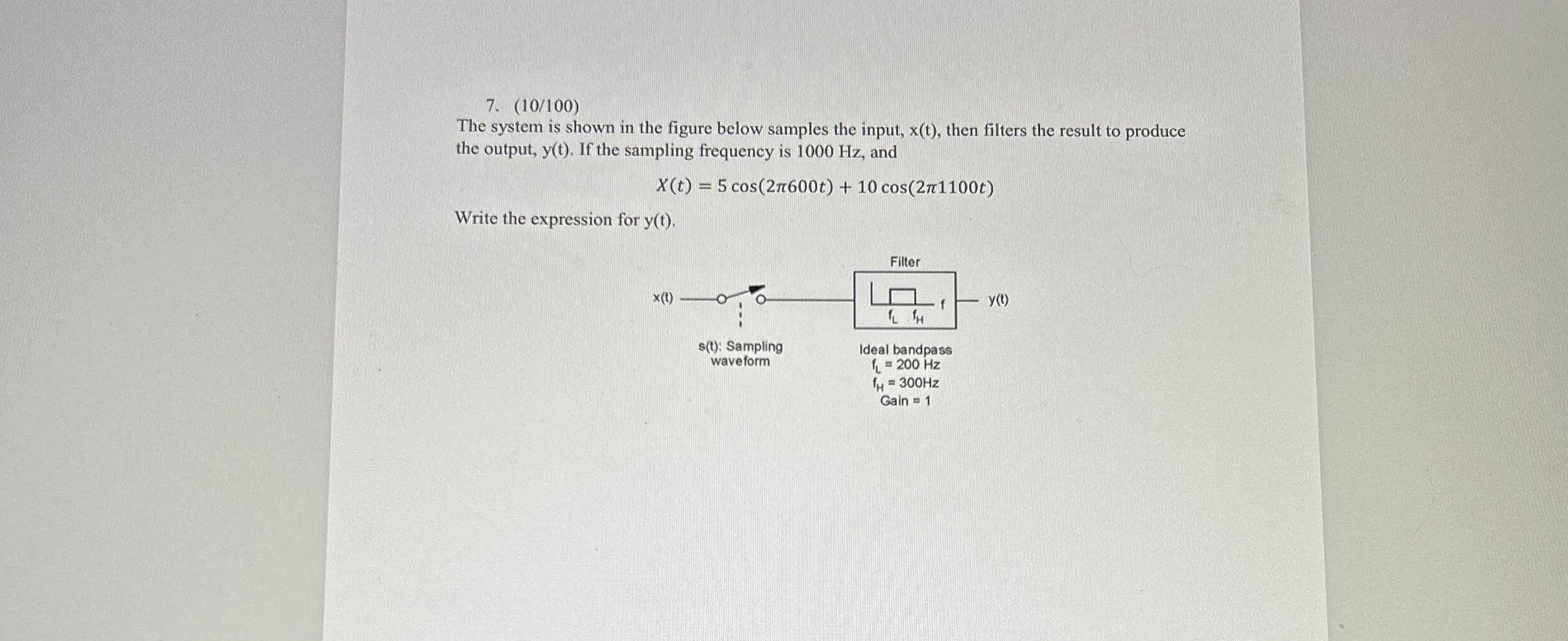 ( 1 0 1 0 0 ) The system is shown in the figure