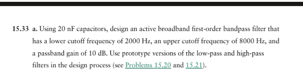 1 5 . 3 3 a . Using 2 0 nF capacitors, design an