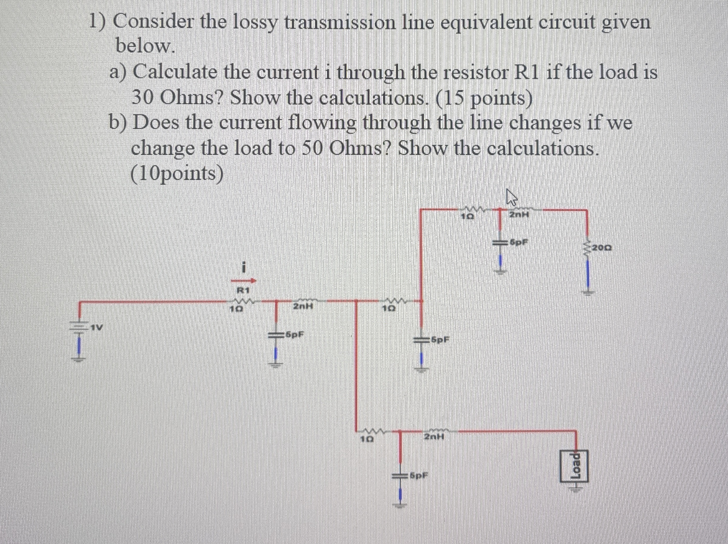 Consider the lossy transmission line equivalent