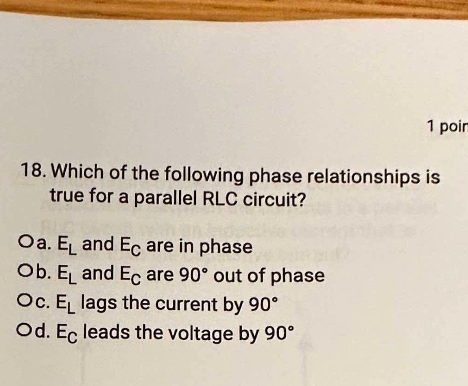 1 poir 1 8 . Which of the following phase