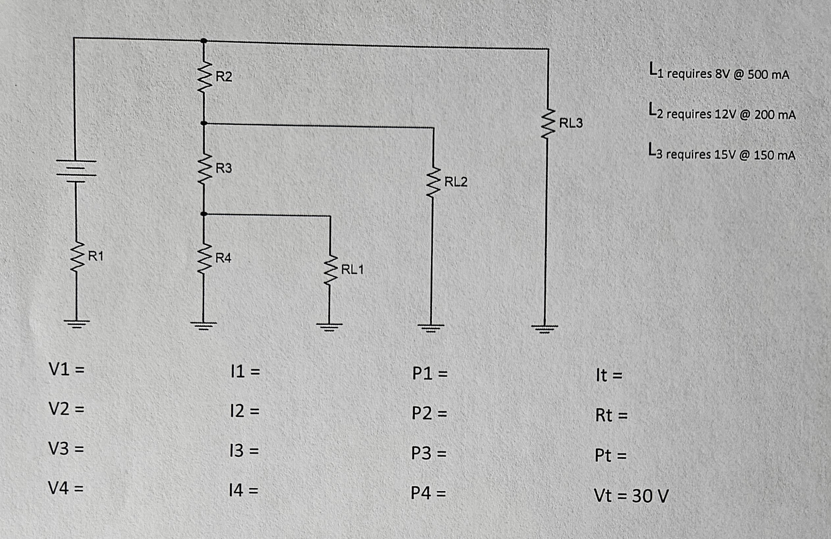 L 1 requires 8 V @ 5 0 0 m A L 2 requires 1 2 V @
