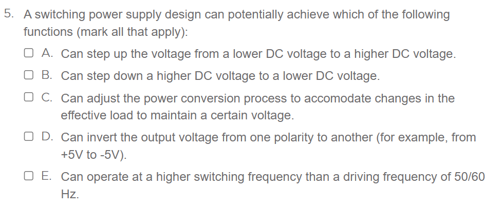 5 . A switching power supply design can