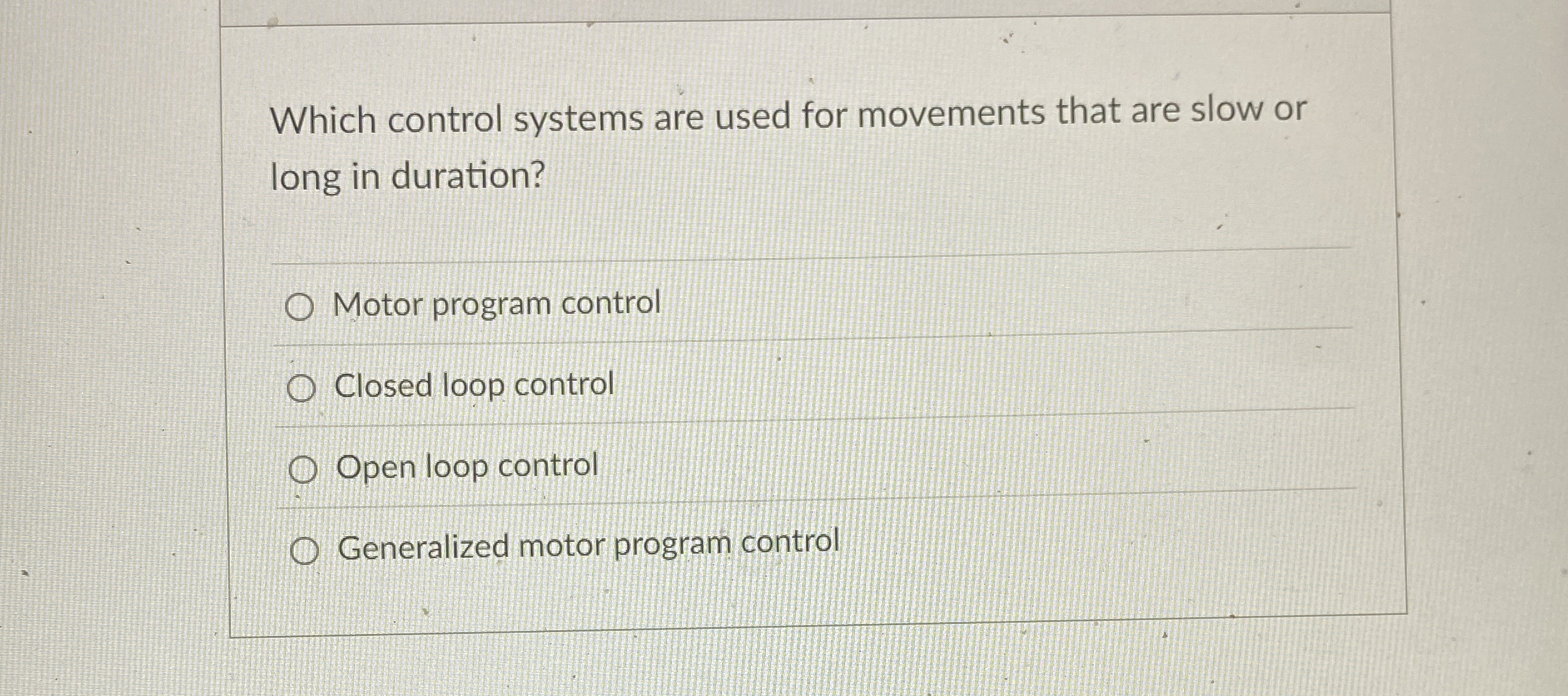 Which control systems are used for movements that