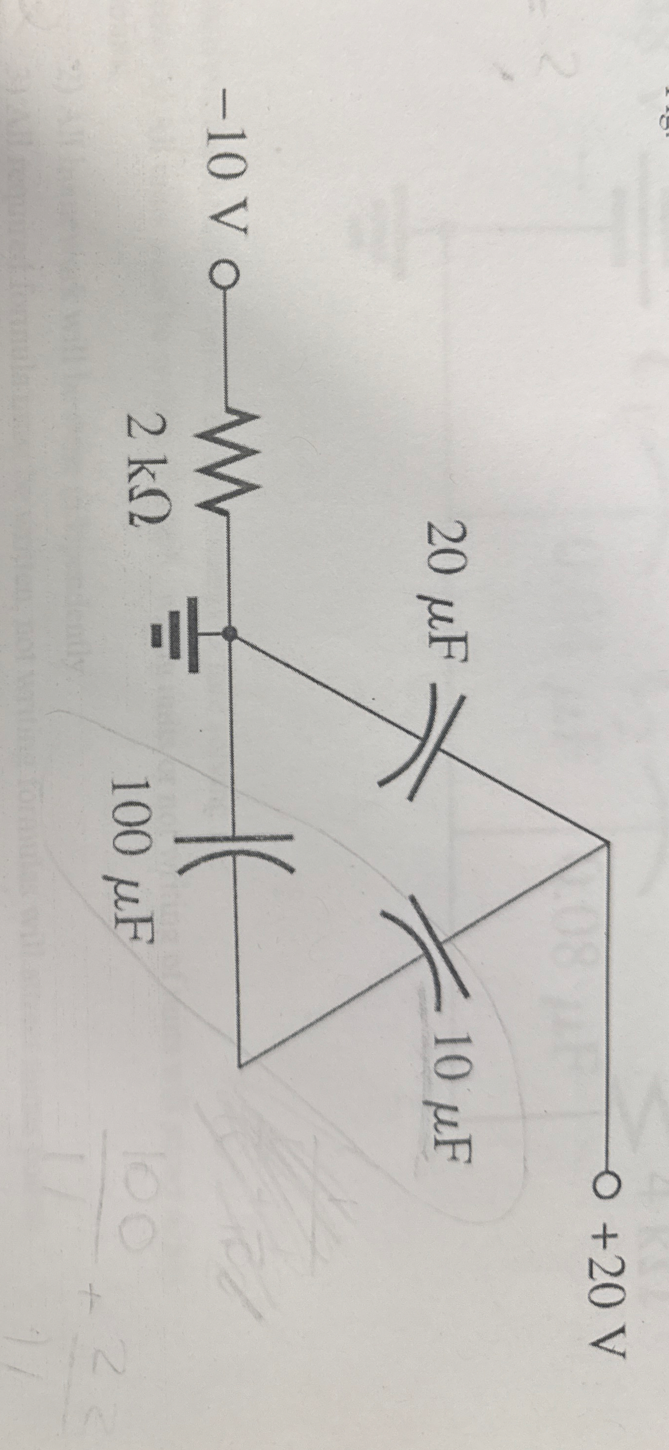 Find steady state voltage accrossed the charge on