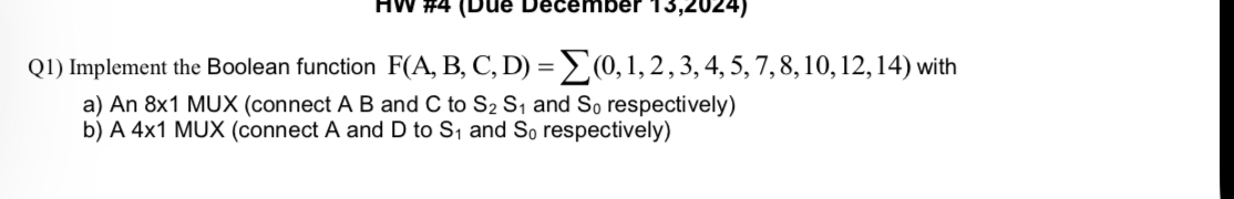 Q 1 ) Implement the Boolean function F ( A , B ,