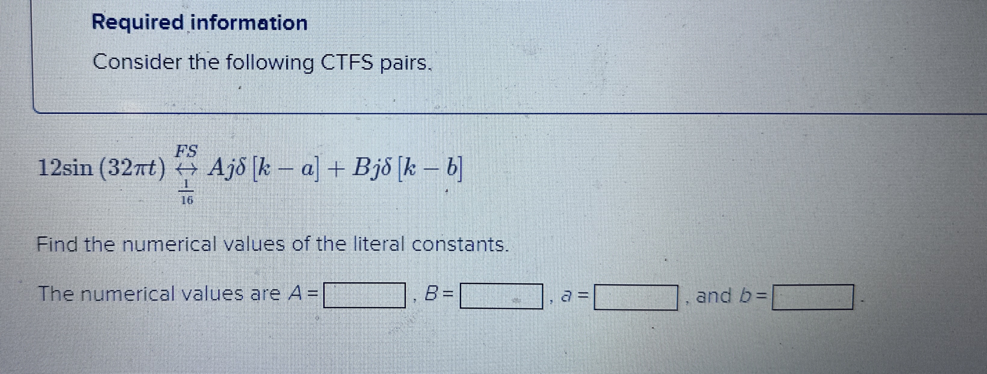 Required information Consider the following CTFS