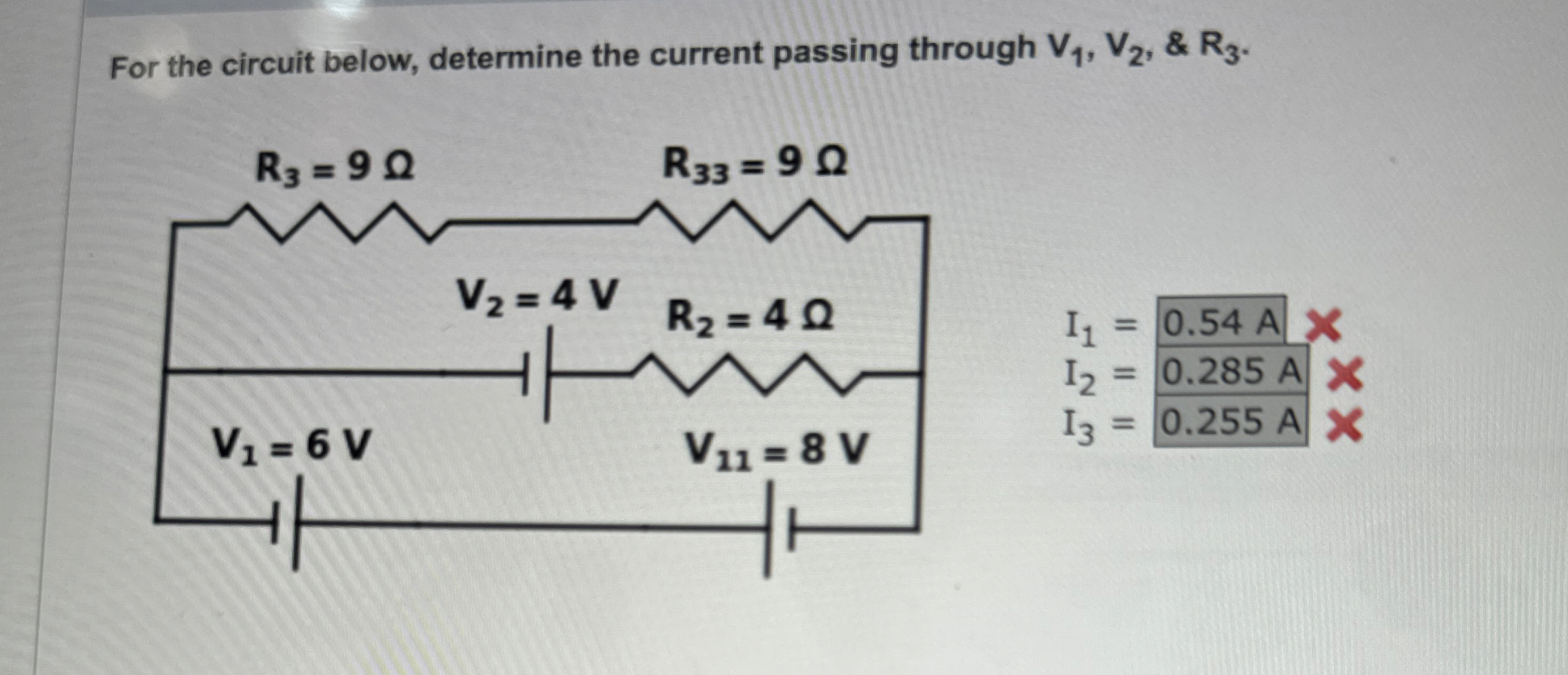 For the circuit below, determine the current
