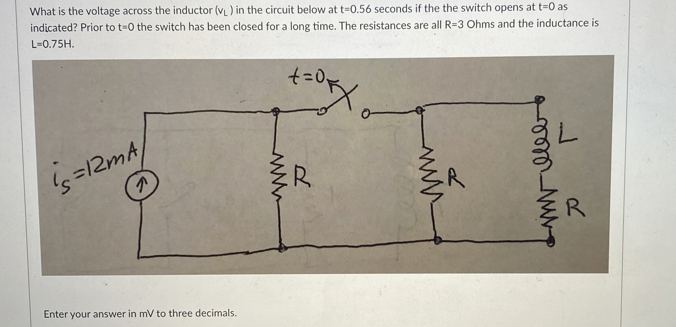 What is the voltage across the inductor ( v L )