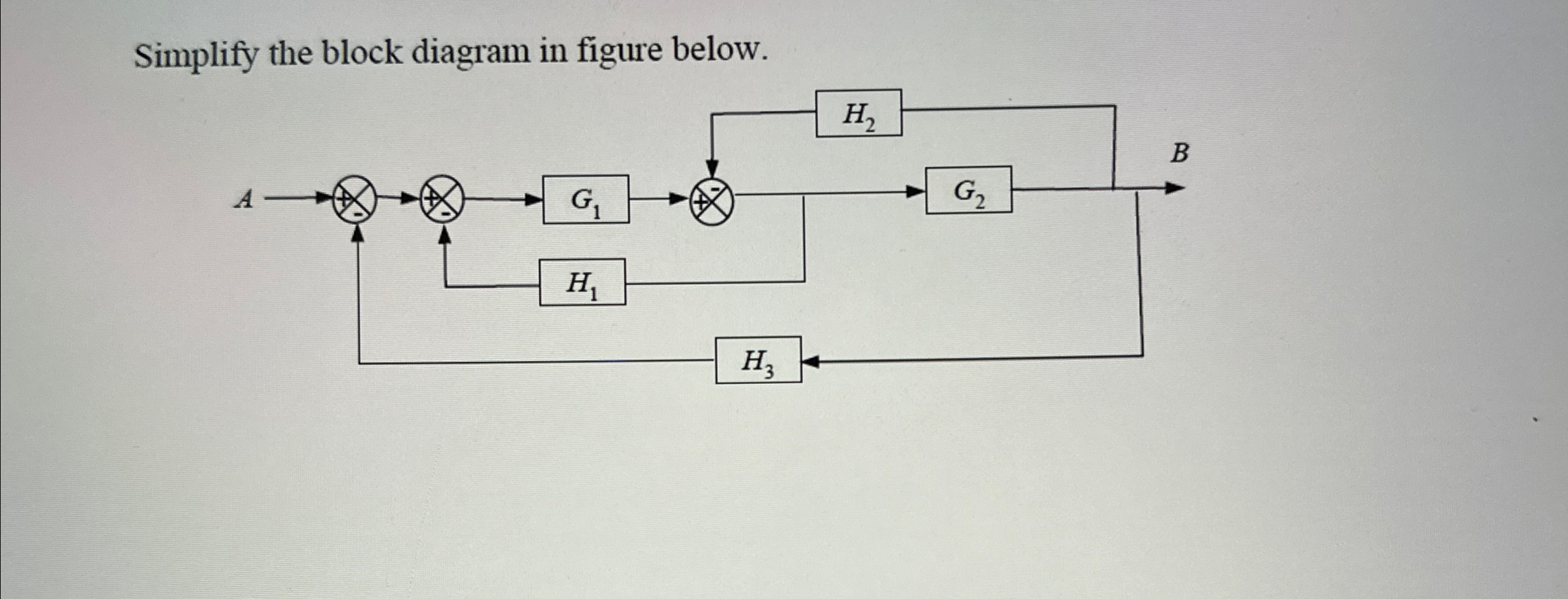 Simvlifv the block diagram in figure below.