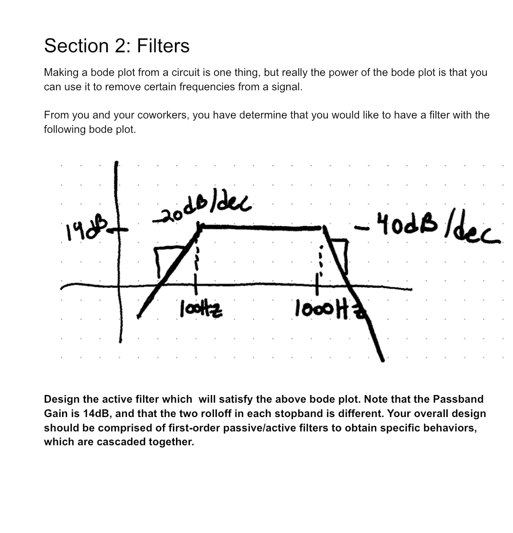 Section 2 : Filters Making a bode plot from a