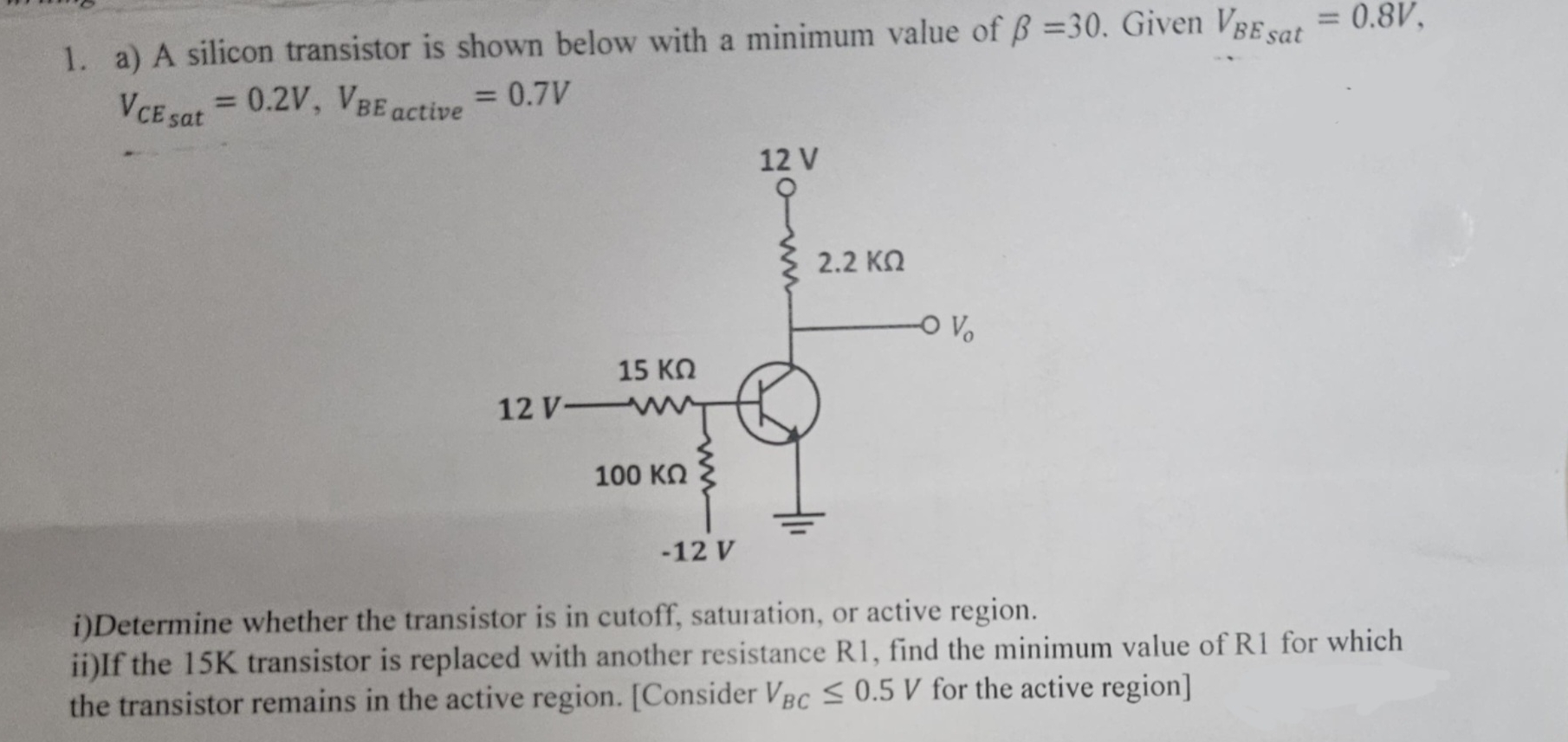 a ) A silicon transistor is shown below with a