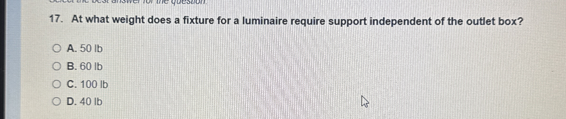 At what weight does a fixture for a luminaire