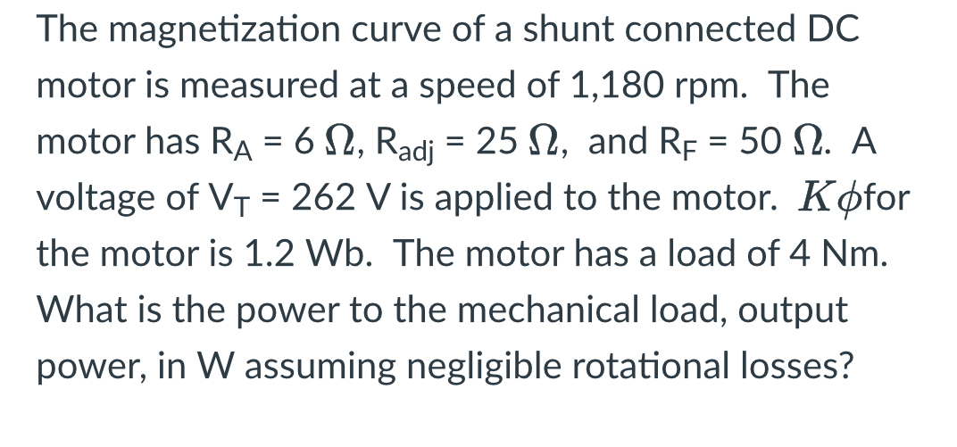 The magnetization curve of a shunt connected DC