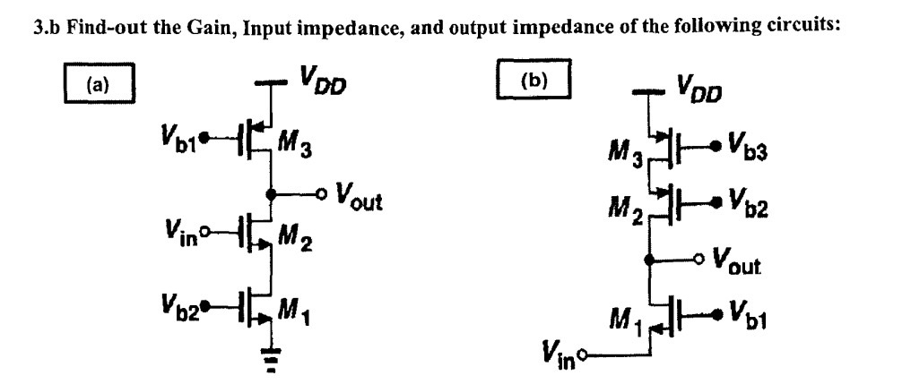 3 . b Find - out the Gain, Input impedance, and
