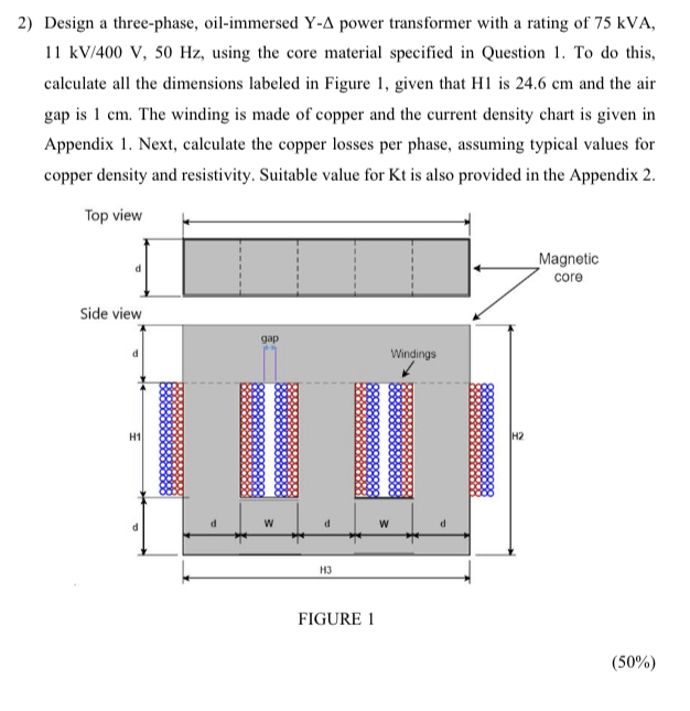 Design a three - phase, oil - immersed Y - power