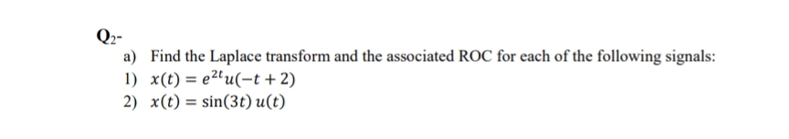 a ) Find the Laplace transform and the associated