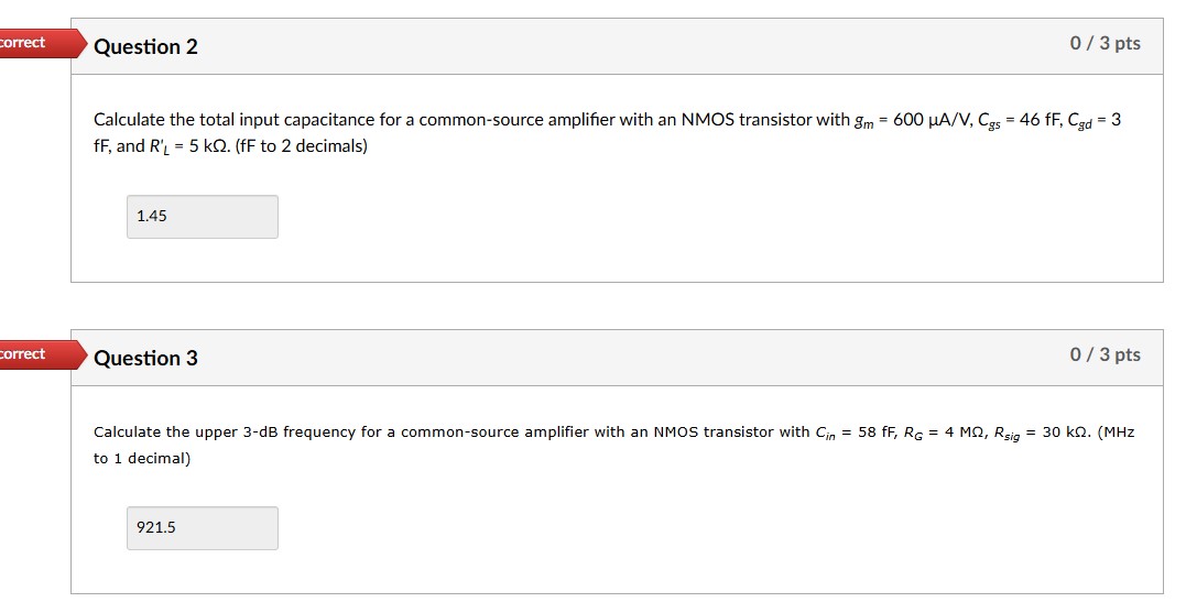 Question 2 Calculate the total input capacitance