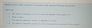 Bpolar lunction power tramestors in soturation