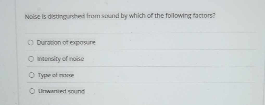 Noise is distinguished from sound by which of the