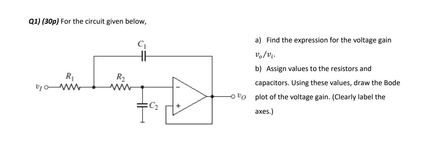 Q 1 ) ( 3 0 p ) For the circuit given below, a )