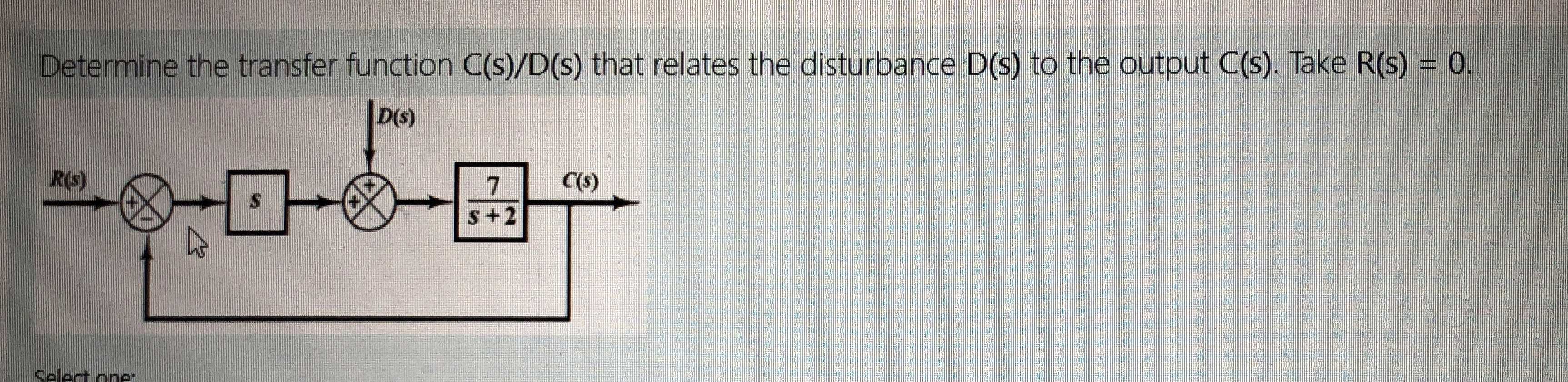 Determine the transfer function C ( s ) D ( s )