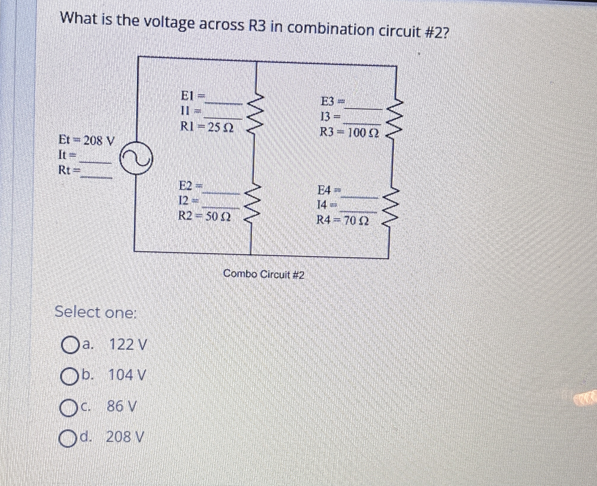 What is the voltage across R 3 in combination