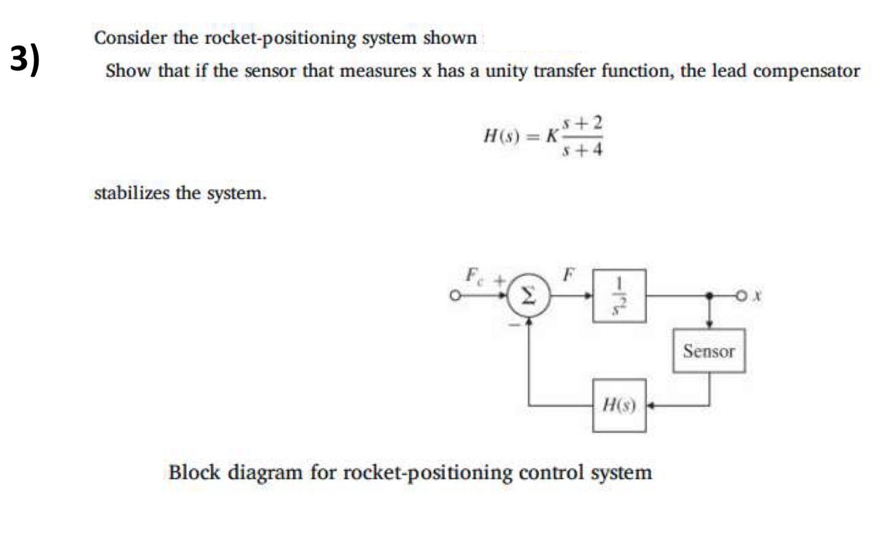 Consider the rocket - positioning system shown