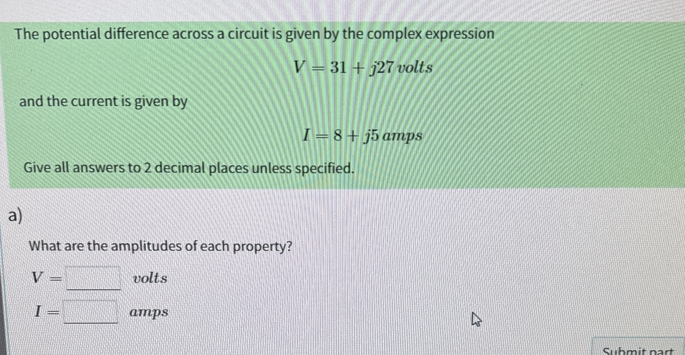 The potential difference across a circuit is