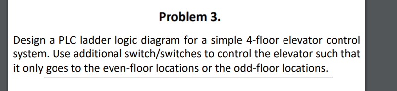 Problem 3 . Design a PLC ladder logic diagram for