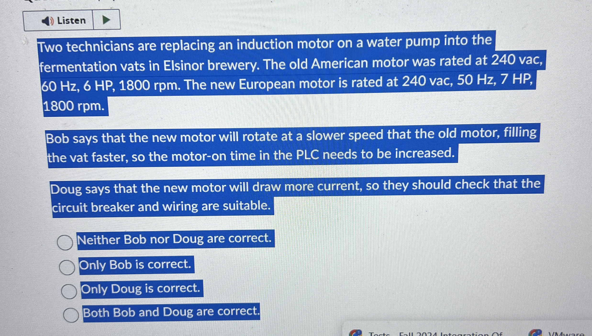 Listen Two technicians are replacing an induction