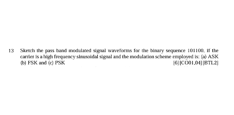 1 3 Sketch the pass band modulated signal