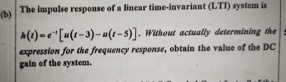 ( b ) The impulse response of a linear time -