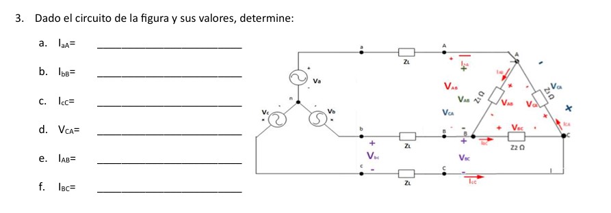 Given the circuit in the figure and its values,