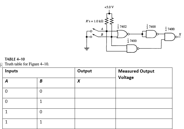 TABLE 4 - 1 0 Truth table for Figure 4 - 1 0 .