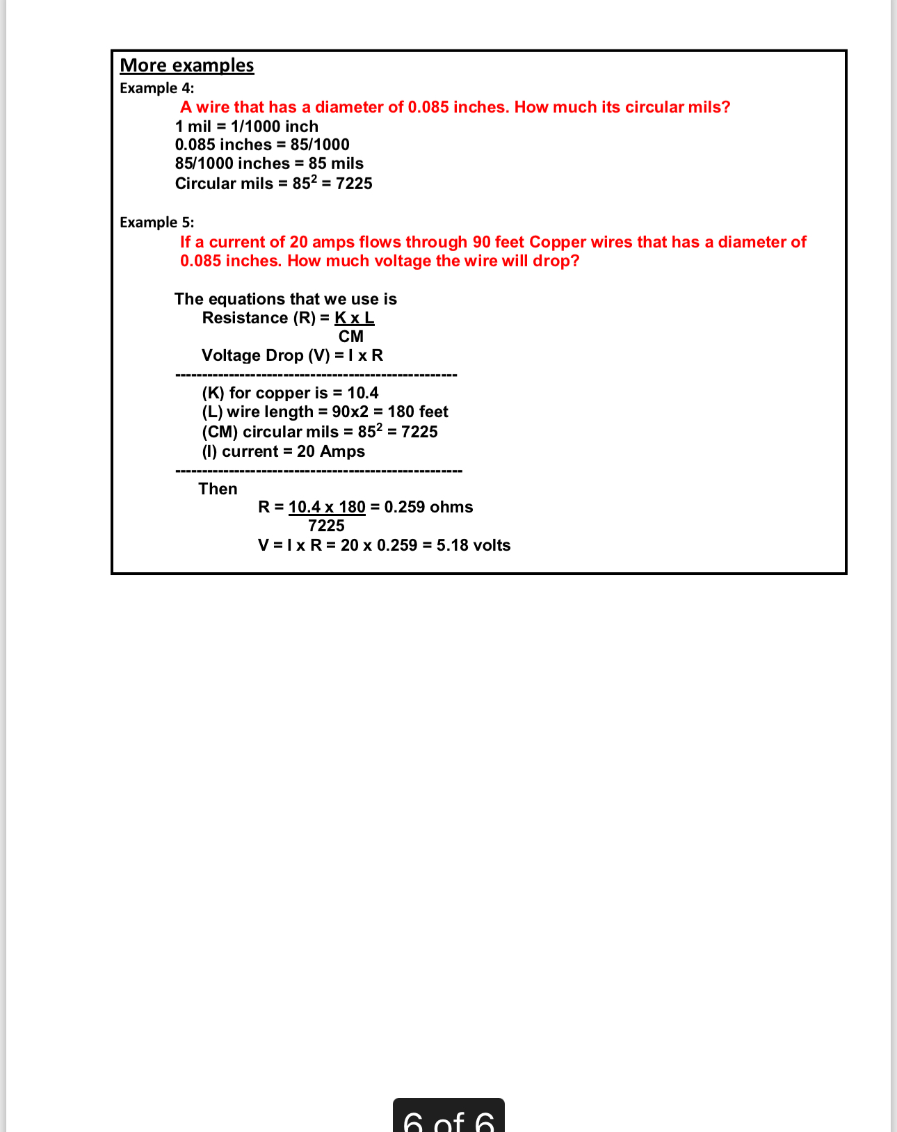 More examples Example 4 : A wire that has a