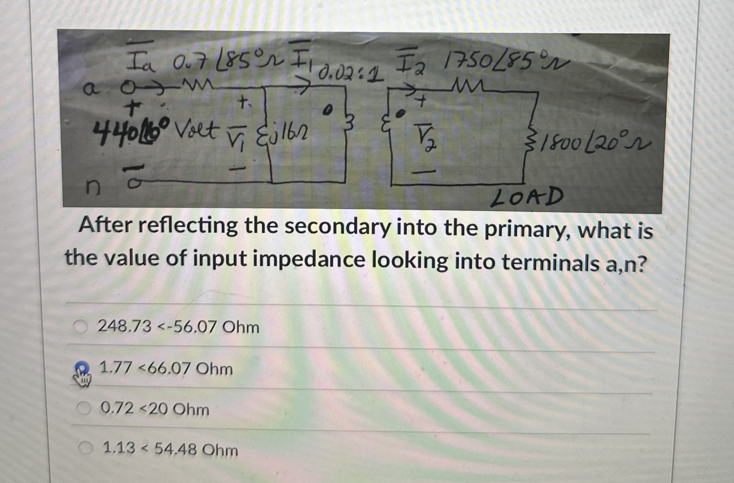 After reflecting the secondary into the primary,