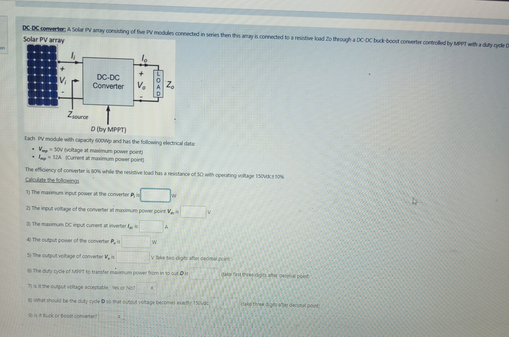 urgent!!!! DC - DC converter: A Solar PV array