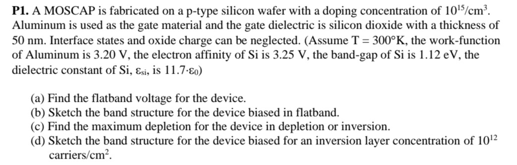 P 1 . A MOSCAP is fabricated on a p - type