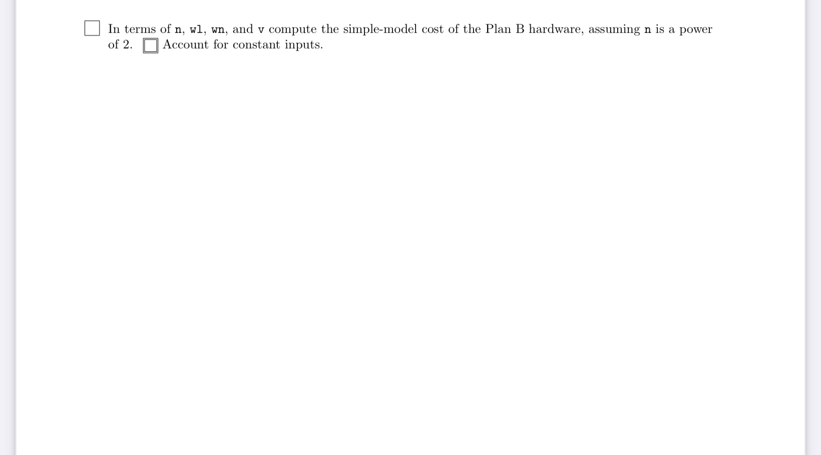 In terms of n , wl , wn , and v compute the