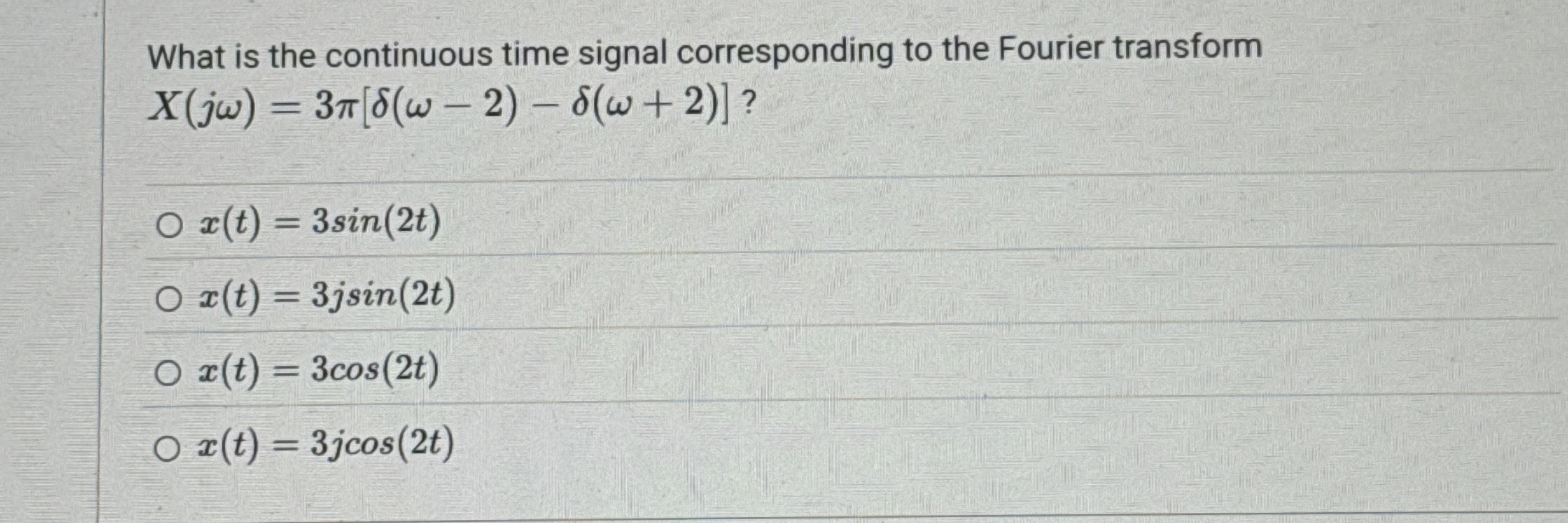 What is the continuous time signal corresponding