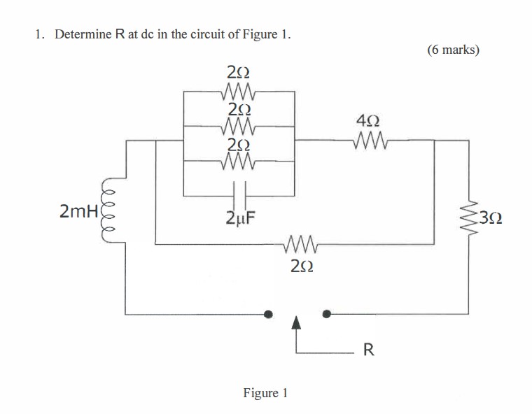 1 . Determine R at dc in the circuit of Figure 1