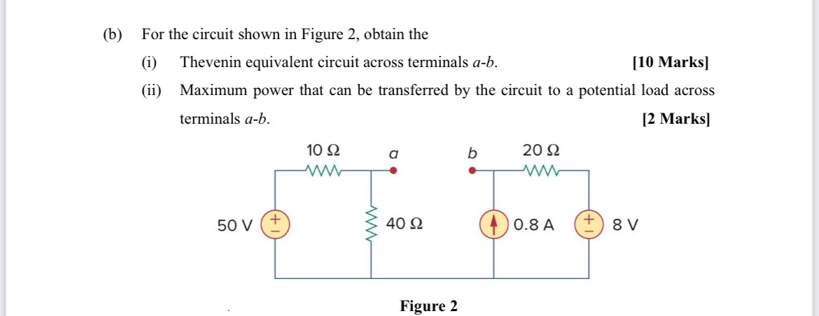 ( b ) For the circuit shown in Figure 2 , obtain