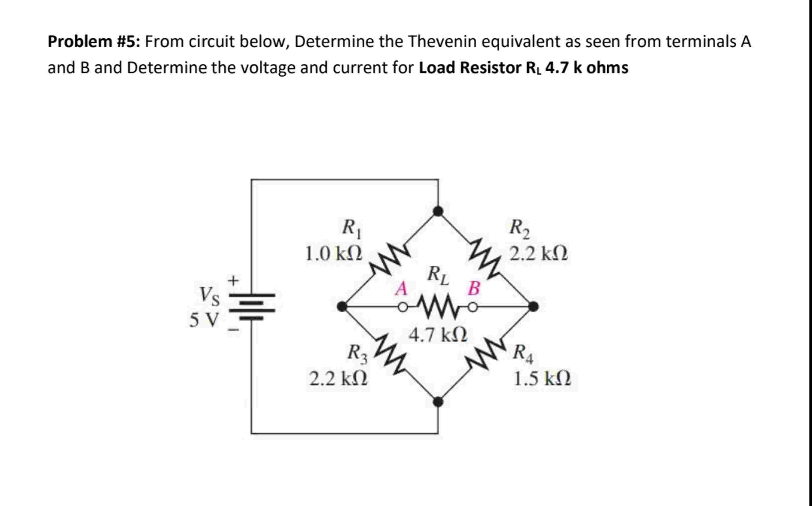 From circuit below, Determine the Thevenin