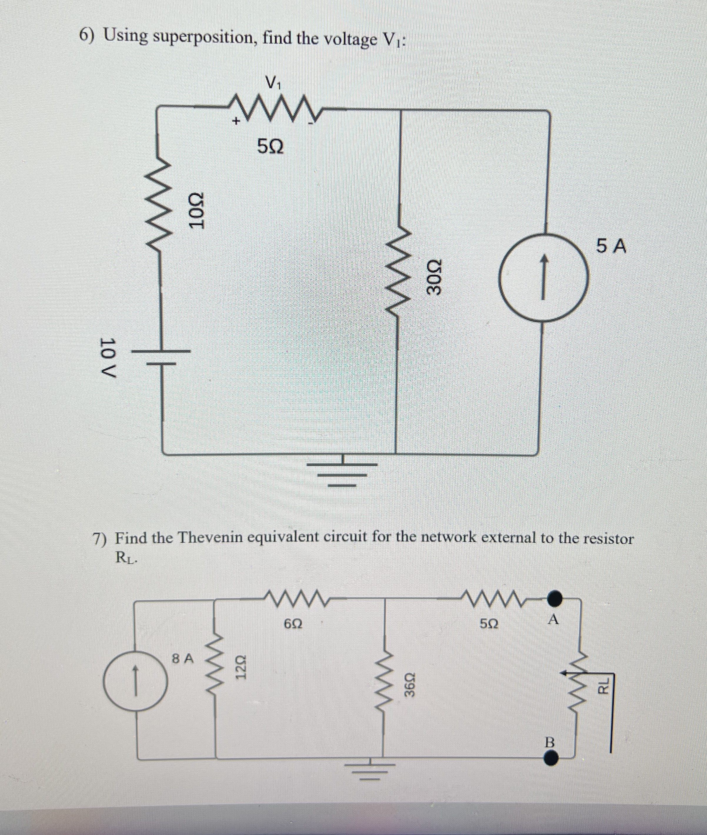 Using superposition, find the voltage V I : Find