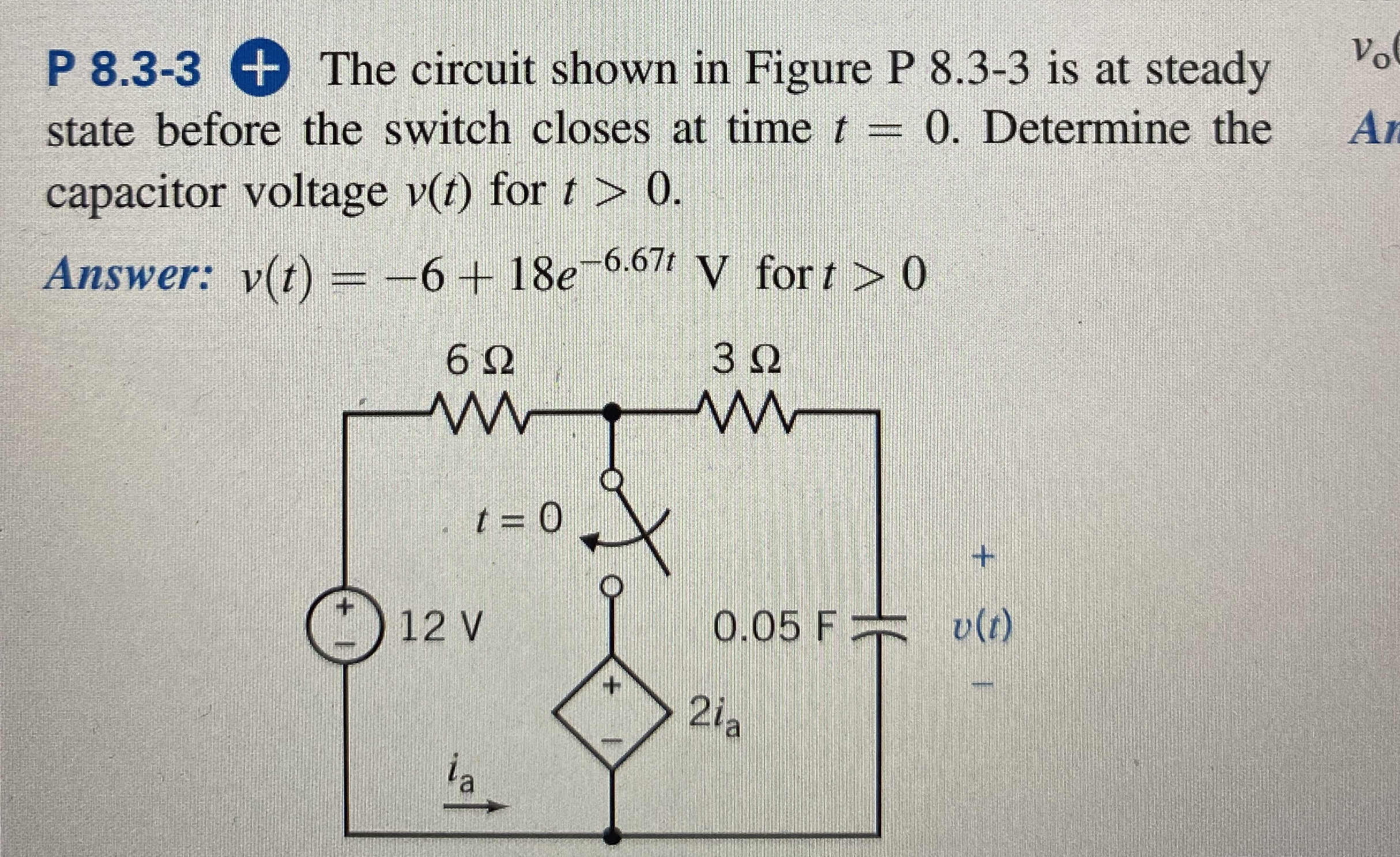 P 8 . 3 - 3 o + The circuit shown in Figure P 8 .